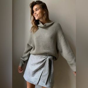 ARITZIA Wilfred Wrap-Front Dorine Skirt Speckled Wool Tweed Cashmere Balletcore